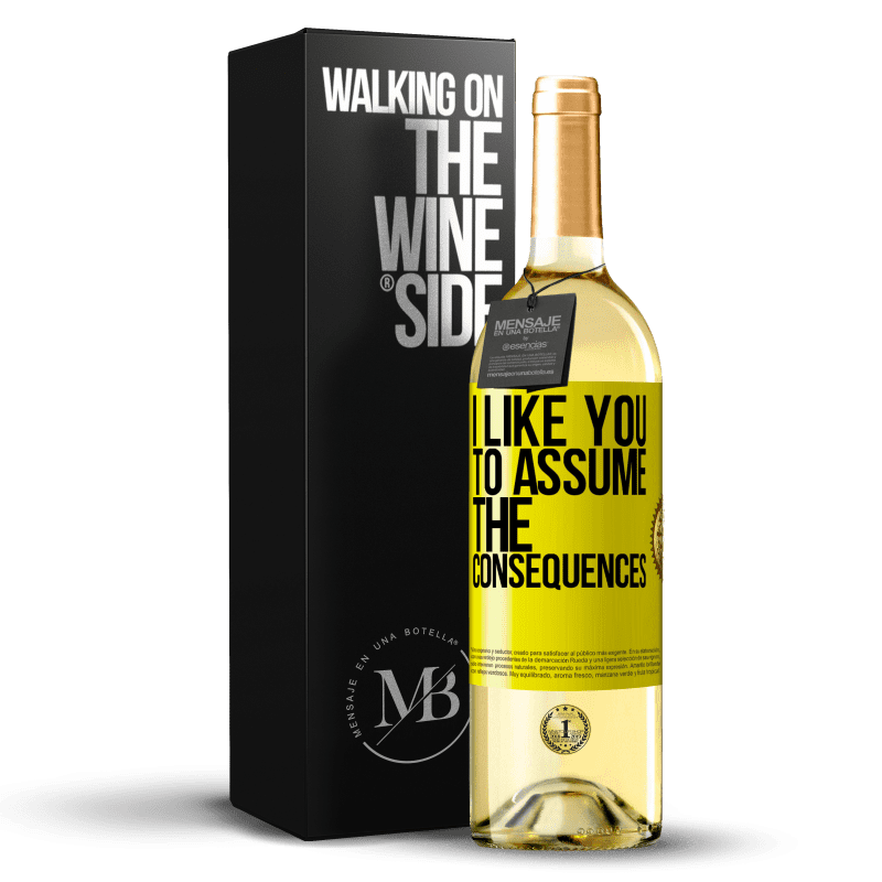 29,95 € Бесплатная доставка | Белое вино Издание WHITE Я хотел бы, чтобы вы приняли на себя последствия Желтая этикетка. Настраиваемая этикетка Молодое вино Урожай 2023 Verdejo