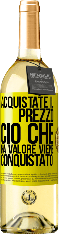 29,95 € | Vino bianco Edizione WHITE Acquistate il prezzo. Ciò che ha valore viene conquistato Etichetta Gialla. Etichetta personalizzabile Vino giovane Raccogliere 2024 Verdejo