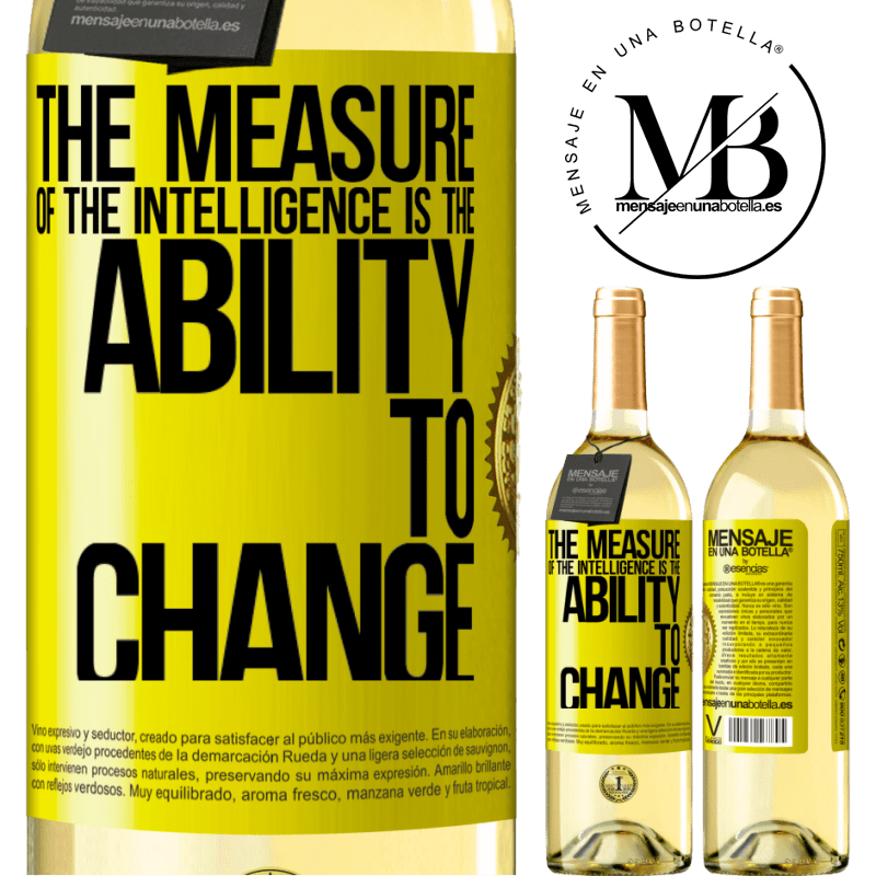 29,95 € Free Shipping | White Wine WHITE Edition The measure of the intelligence is the ability to change Yellow Label. Customizable label Young wine Harvest 2022 Verdejo