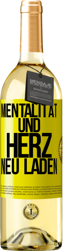 29,95 € | Weißwein WHITE Ausgabe Mentalität und Herz neu laden Gelbes Etikett. Anpassbares Etikett Junger Wein Ernte 2024 Verdejo