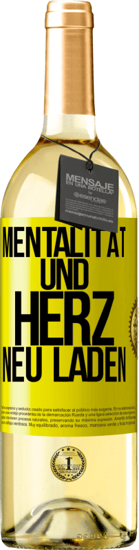 29,95 € Kostenloser Versand | Weißwein WHITE Ausgabe Mentalität und Herz neu laden Gelbes Etikett. Anpassbares Etikett Junger Wein Ernte 2025 Verdejo