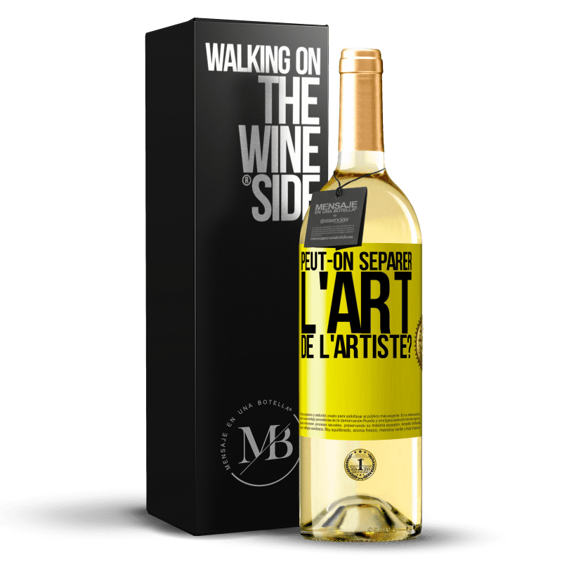 29,95 € Envoi gratuit | Vin blanc Édition WHITE Peut-on séparer l'art de l'artiste? Étiquette Jaune. Étiquette personnalisable Vin jeune Récolte 2023 Verdejo