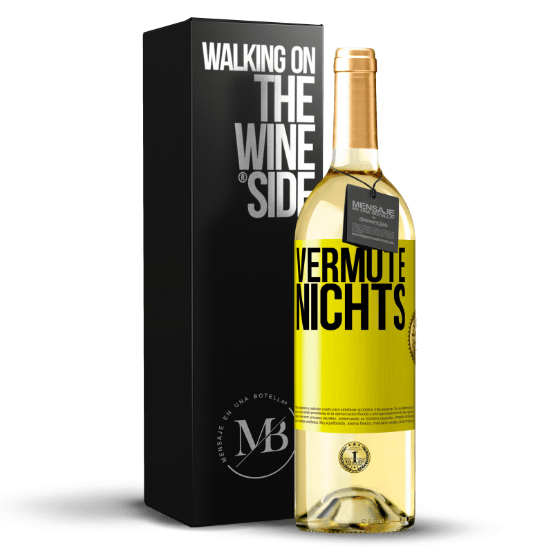 29,95 € Kostenloser Versand | Weißwein WHITE Ausgabe Vermute nichts Gelbes Etikett. Anpassbares Etikett Junger Wein Ernte 2023 Verdejo
