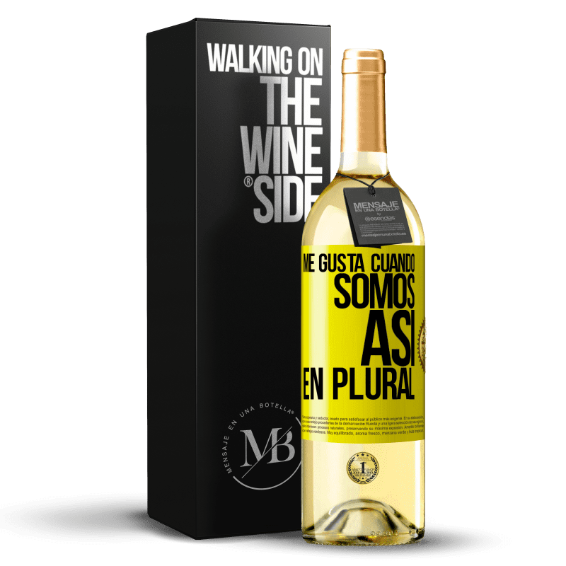 29,95 € Envío gratis | Vino Blanco Edición WHITE Me gusta cuando somos. Así, en plural Etiqueta Amarilla. Etiqueta personalizable Vino joven Cosecha 2024 Verdejo