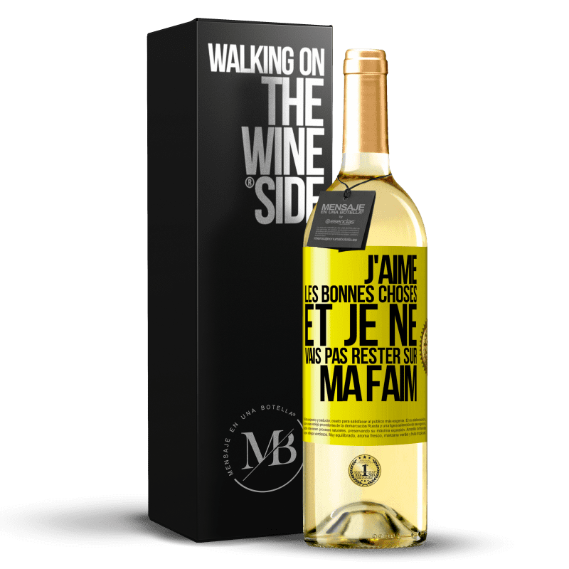 29,95 € Envoi gratuit | Vin blanc Édition WHITE J'aime les bonnes choses et je ne vais pas rester sur ma faim Étiquette Jaune. Étiquette personnalisable Vin jeune Récolte 2024 Verdejo