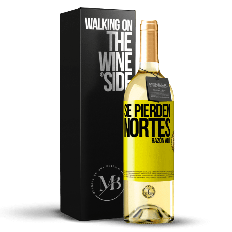 29,95 € Envío gratis | Vino Blanco Edición WHITE Se pierden nortes. Razón aquí Etiqueta Amarilla. Etiqueta personalizable Vino joven Cosecha 2025 Verdejo