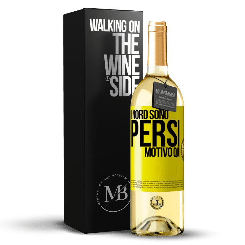 29,95 € Spedizione Gratuita | Vino bianco Edizione WHITE I nord sono persi. Motivo qui Etichetta Gialla. Etichetta personalizzabile Vino giovane Raccogliere 2024 Verdejo