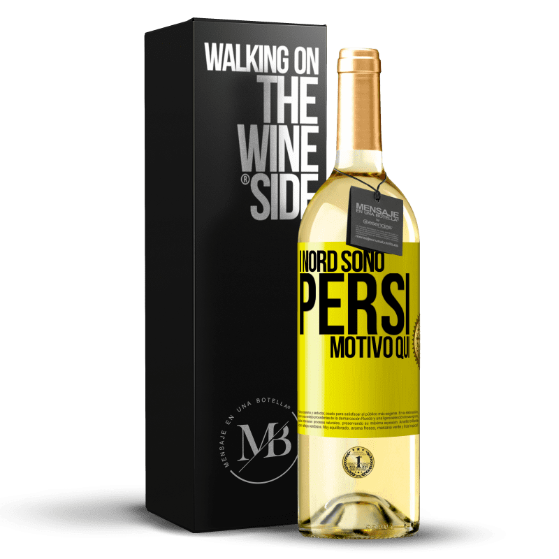 29,95 € Spedizione Gratuita | Vino bianco Edizione WHITE I nord sono persi. Motivo qui Etichetta Gialla. Etichetta personalizzabile Vino giovane Raccogliere 2025 Verdejo
