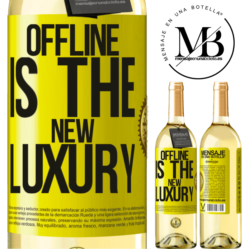 29,95 € Envoi gratuit | Vin blanc Édition WHITE Offline is the new luxury Étiquette Jaune. Étiquette personnalisable Vin jeune Récolte 2022 Verdejo