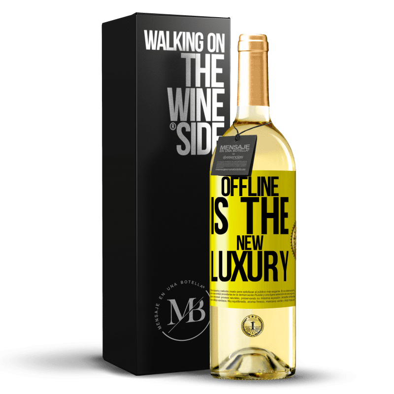 29,95 € Spedizione Gratuita | Vino bianco Edizione WHITE Offline is the new luxury Etichetta Gialla. Etichetta personalizzabile Vino giovane Raccogliere 2023 Verdejo