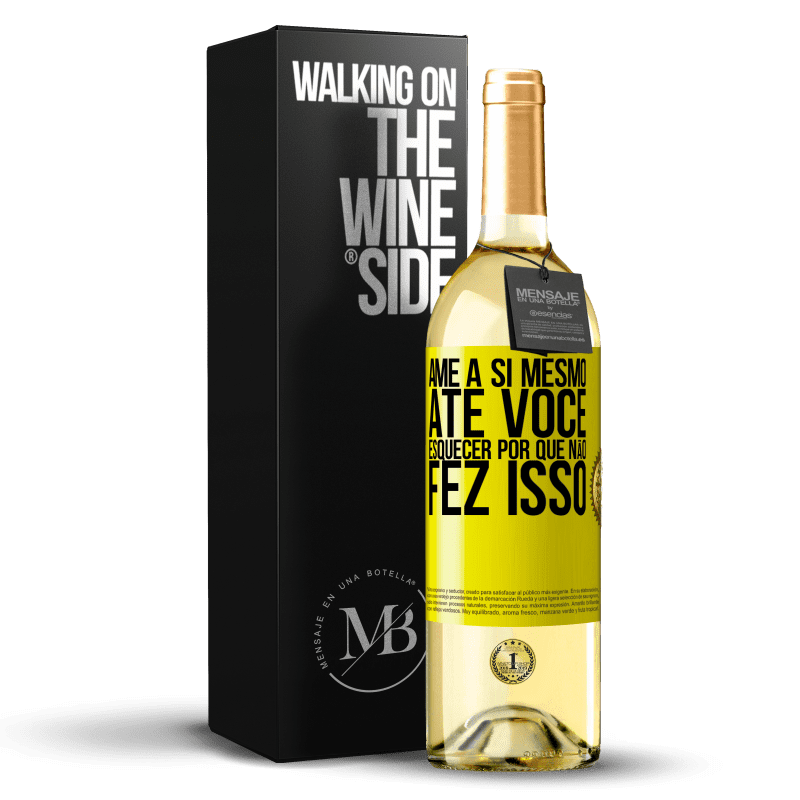 29,95 € Envio grátis | Vinho branco Edição WHITE Ame a si mesmo, até você esquecer por que não fez isso Etiqueta Amarela. Etiqueta personalizável Vinho jovem Colheita 2025 Verdejo