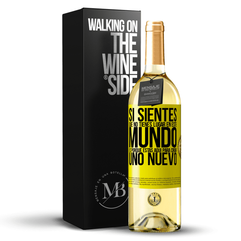 29,95 € Envío gratis | Vino Blanco Edición WHITE Si sientes que no tienes lugar en este mundo, es porque estás aquí para crear uno nuevo Etiqueta Amarilla. Etiqueta personalizable Vino joven Cosecha 2024 Verdejo