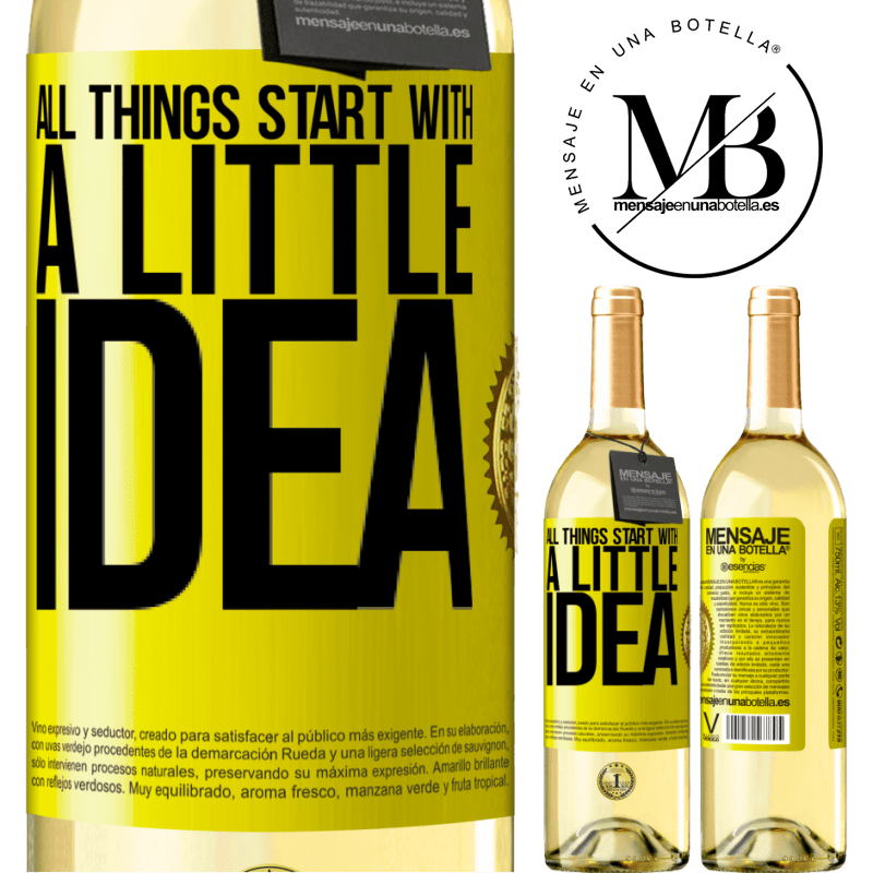 29,95 € Free Shipping | White Wine WHITE Edition It all starts with a little idea Yellow Label. Customizable label Young wine Harvest 2025 Verdejo