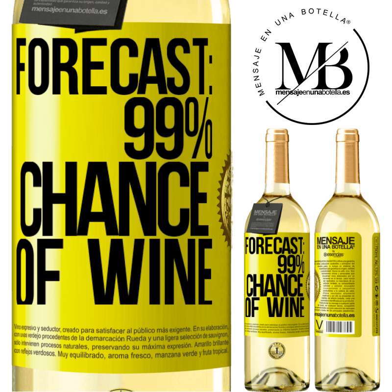29,95 € Free Shipping | White Wine WHITE Edition Forecast: 99% chance of wine Yellow Label. Customizable label Young wine Harvest 2022 Verdejo