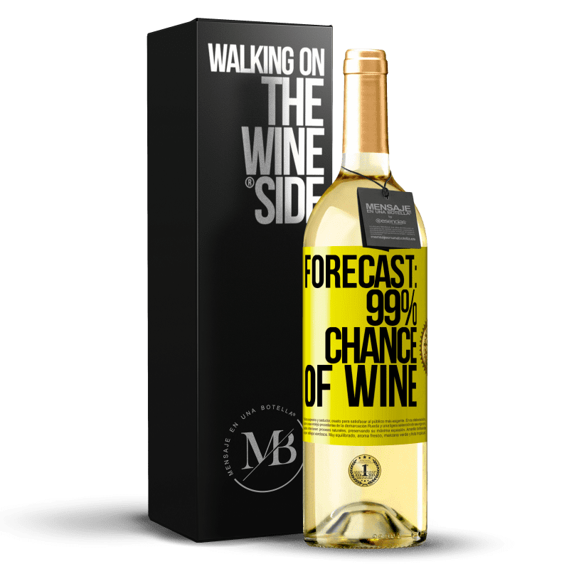 29,95 € Бесплатная доставка | Белое вино Издание WHITE Прогноз: вероятность вина 99% Желтая этикетка. Настраиваемая этикетка Молодое вино Урожай 2023 Verdejo