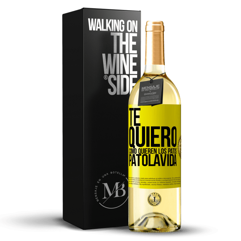 29,95 € Spedizione Gratuita | Vino bianco Edizione WHITE TE QUIERO, como quieren los patos. PATOLAVIDA Etichetta Gialla. Etichetta personalizzabile Vino giovane Raccogliere 2024 Verdejo