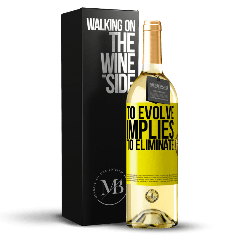 29,95 € Бесплатная доставка | Белое вино Издание WHITE Развиваться означает устранять Желтая этикетка. Настраиваемая этикетка Молодое вино Урожай 2023 Verdejo