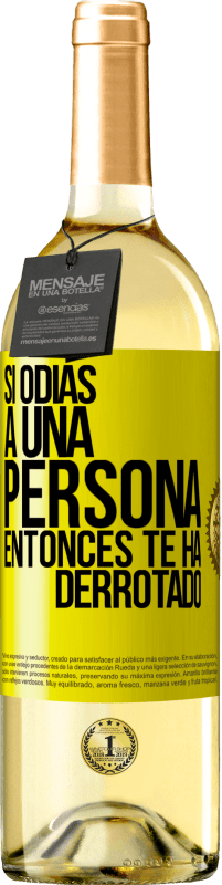 29,95 € Envío gratis | Vino Blanco Edición WHITE Si odias a una persona, entonces te ha derrotado Etiqueta Amarilla. Etiqueta personalizable Vino joven Cosecha 2025 Verdejo