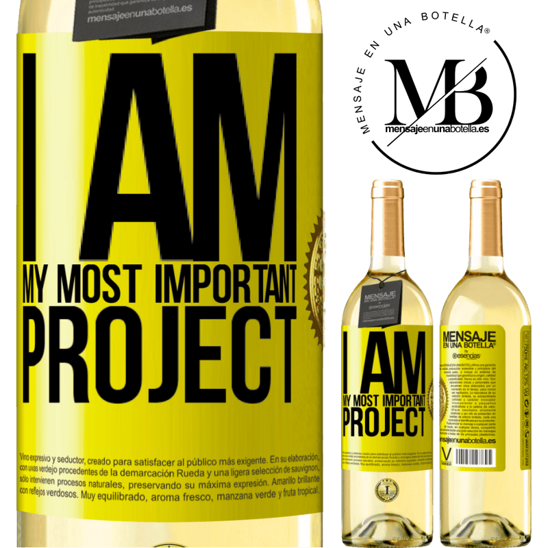 29,95 € Free Shipping | White Wine WHITE Edition I am my most important project Yellow Label. Customizable label Young wine Harvest 2022 Verdejo