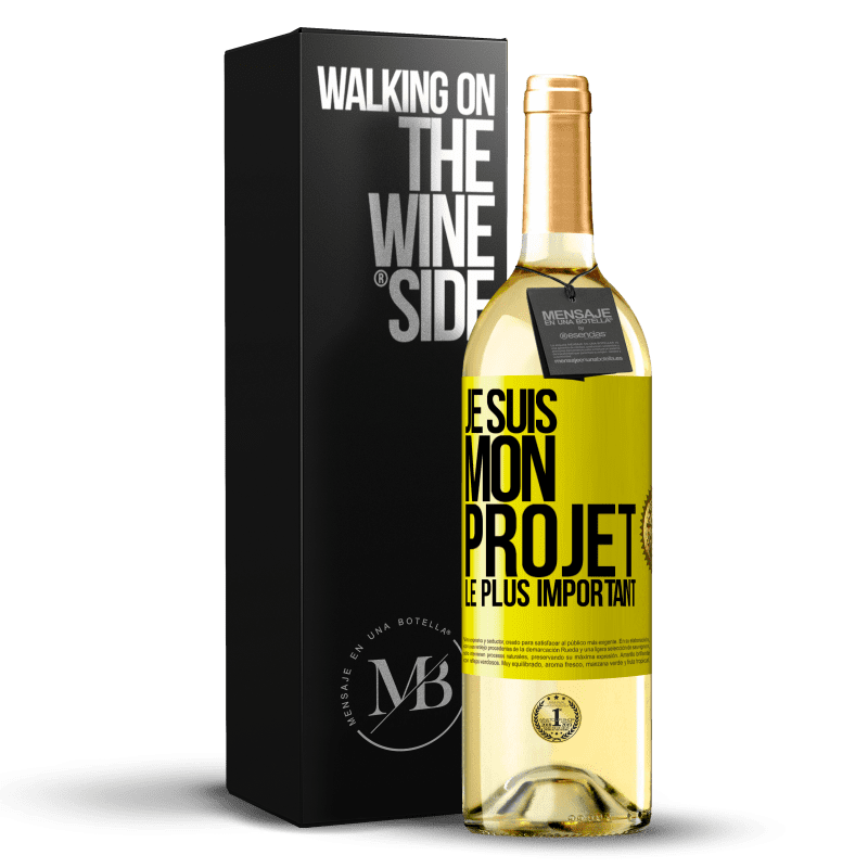 29,95 € Envoi gratuit | Vin blanc Édition WHITE Je suis mon projet le plus important Étiquette Jaune. Étiquette personnalisable Vin jeune Récolte 2023 Verdejo