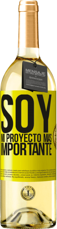 29,95 € | Vino Blanco Edición WHITE Soy mi proyecto más importante Etiqueta Amarilla. Etiqueta personalizable Vino joven Cosecha 2024 Verdejo