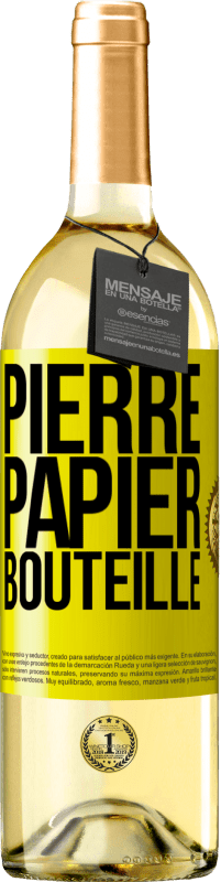 29,95 € | Vin blanc Édition WHITE Pierre-papier-bouteille Étiquette Jaune. Étiquette personnalisable Vin jeune Récolte 2023 Verdejo