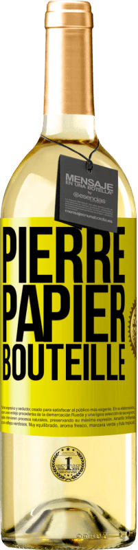 29,95 € | Vin blanc Édition WHITE Pierre-papier-bouteille Étiquette Jaune. Étiquette personnalisable Vin jeune Récolte 2025 Verdejo