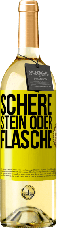 29,95 € Kostenloser Versand | Weißwein WHITE Ausgabe Schere, Stein oder Flasche Gelbes Etikett. Anpassbares Etikett Junger Wein Ernte 2024 Verdejo