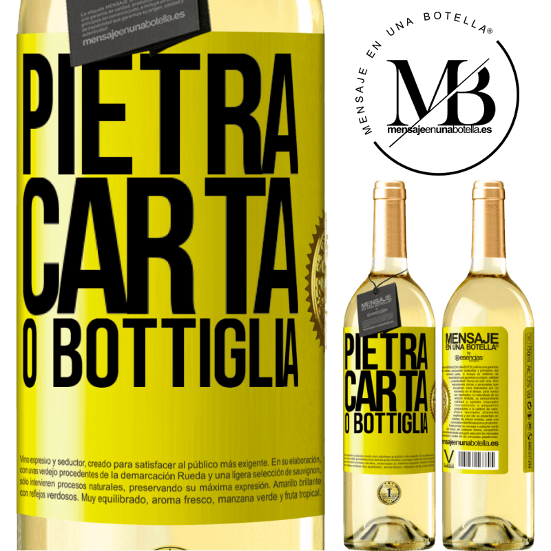29,95 € Spedizione Gratuita | Vino bianco Edizione WHITE Pietra, carta o bottiglia Etichetta Gialla. Etichetta personalizzabile Vino giovane Raccogliere 2025 Verdejo