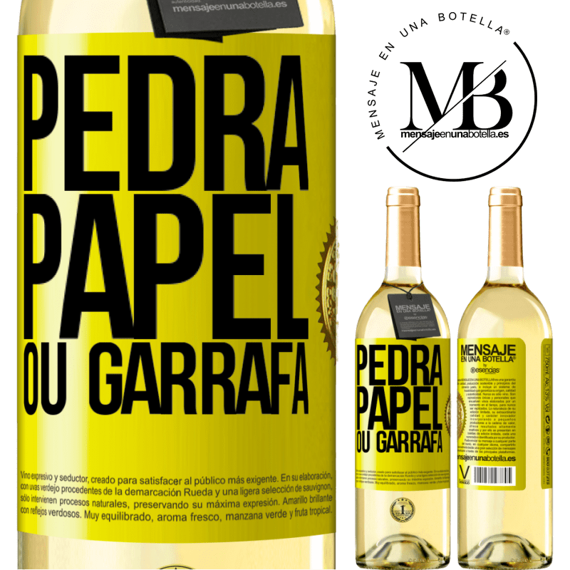 29,95 € Envio grátis | Vinho branco Edição WHITE Pedra, papel ou garrafa Etiqueta Amarela. Etiqueta personalizável Vinho jovem Colheita 2025 Verdejo