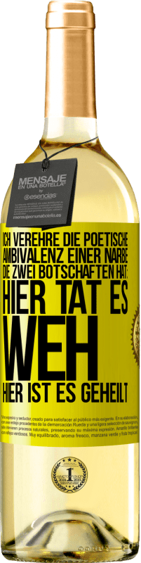29,95 € | Weißwein WHITE Ausgabe Ich verehre die poetische Ambivalenz einer Narbe, die zwei Botschaften hat: Hier tat es weh, hier ist es geheilt Gelbes Etikett. Anpassbares Etikett Junger Wein Ernte 2023 Verdejo