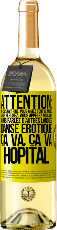 29,95 € | Vin blanc Édition WHITE Attention: il vous fait rire, vous aimez tout le monde, vous pleurez, vous appelez vos amis, vous parlez d'autres langues, danse Étiquette Jaune. Étiquette personnalisable Vin jeune Récolte 2024 Verdejo