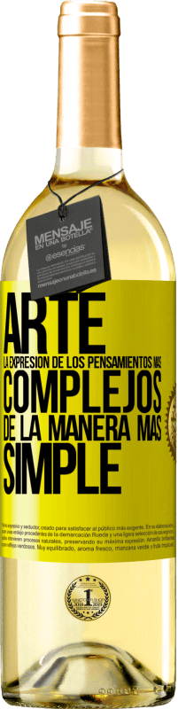 29,95 € | Vino Blanco Edición WHITE ARTE. La expresión de los pensamientos más complejos de la manera más simple Etiqueta Amarilla. Etiqueta personalizable Vino joven Cosecha 2024 Verdejo