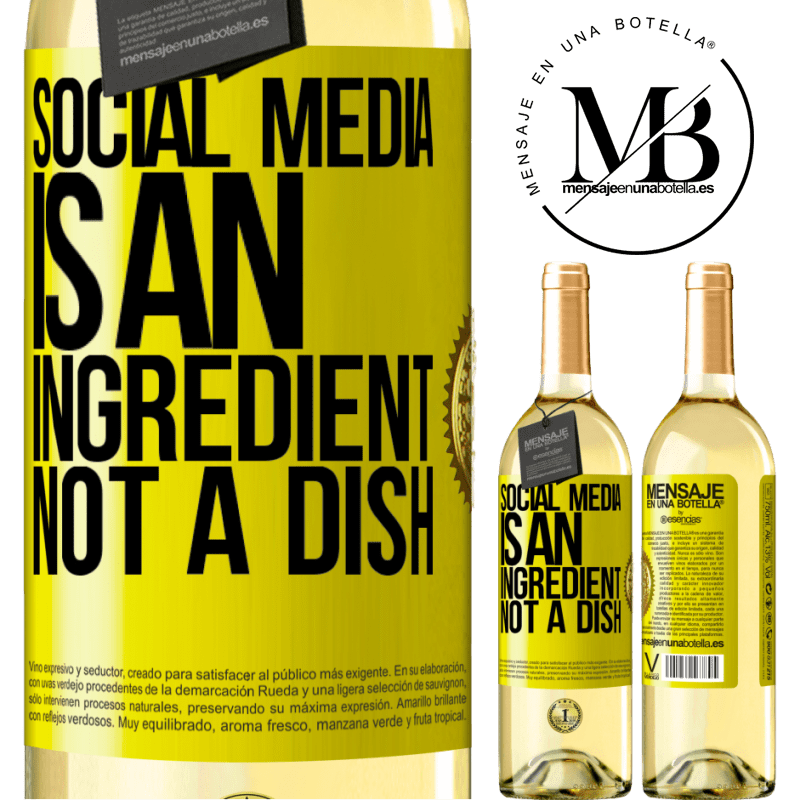 29,95 € Free Shipping | White Wine WHITE Edition Social media is an ingredient, not a dish Yellow Label. Customizable label Young wine Harvest 2022 Verdejo