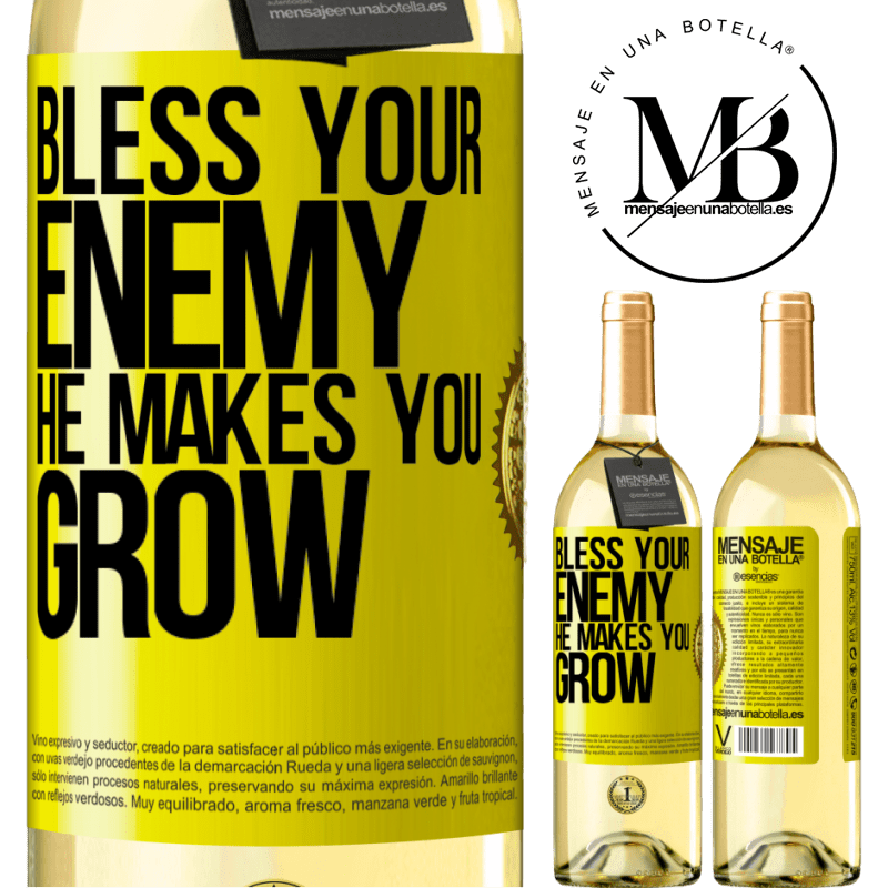 29,95 € Free Shipping | White Wine WHITE Edition Bless your enemy. He makes you grow Yellow Label. Customizable label Young wine Harvest 2022 Verdejo