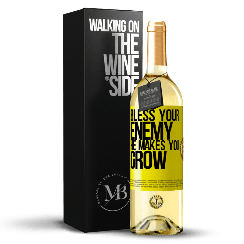 29,95 € Free Shipping | White Wine WHITE Edition Bless your enemy. He makes you grow Yellow Label. Customizable label Young wine Harvest 2025 Verdejo
