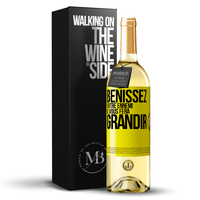 29,95 € Envoi gratuit | Vin blanc Édition WHITE Bénissez votre ennemi. Il vous fera grandir Étiquette Jaune. Étiquette personnalisable Vin jeune Récolte 2024 Verdejo