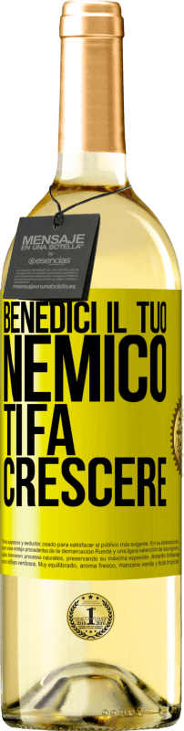 29,95 € Spedizione Gratuita | Vino bianco Edizione WHITE Benedici il tuo nemico. Ti fa crescere Etichetta Gialla. Etichetta personalizzabile Vino giovane Raccogliere 2024 Verdejo