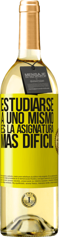 29,95 € | Vino Blanco Edición WHITE Estudiarse a uno mismo es la asignatura más difícil Etiqueta Amarilla. Etiqueta personalizable Vino joven Cosecha 2025 Verdejo