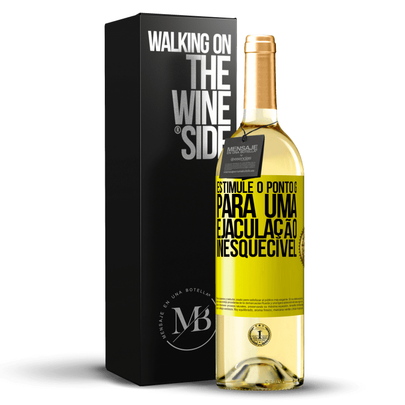 29,95 € Envio grátis | Vinho branco Edição WHITE Estimule o ponto G para uma ejaculação inesquecível Etiqueta Amarela. Etiqueta personalizável Vinho jovem Colheita 2024 Verdejo