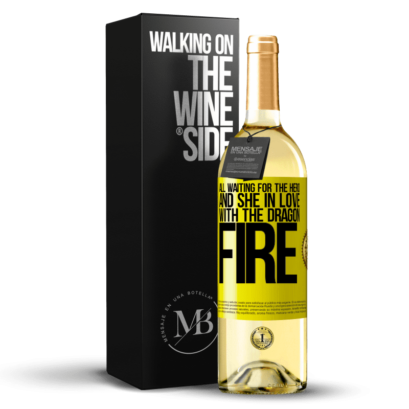 29,95 € Free Shipping | White Wine WHITE Edition All waiting for the hero and she in love with the dragon fire Yellow Label. Customizable label Young wine Harvest 2025 Verdejo