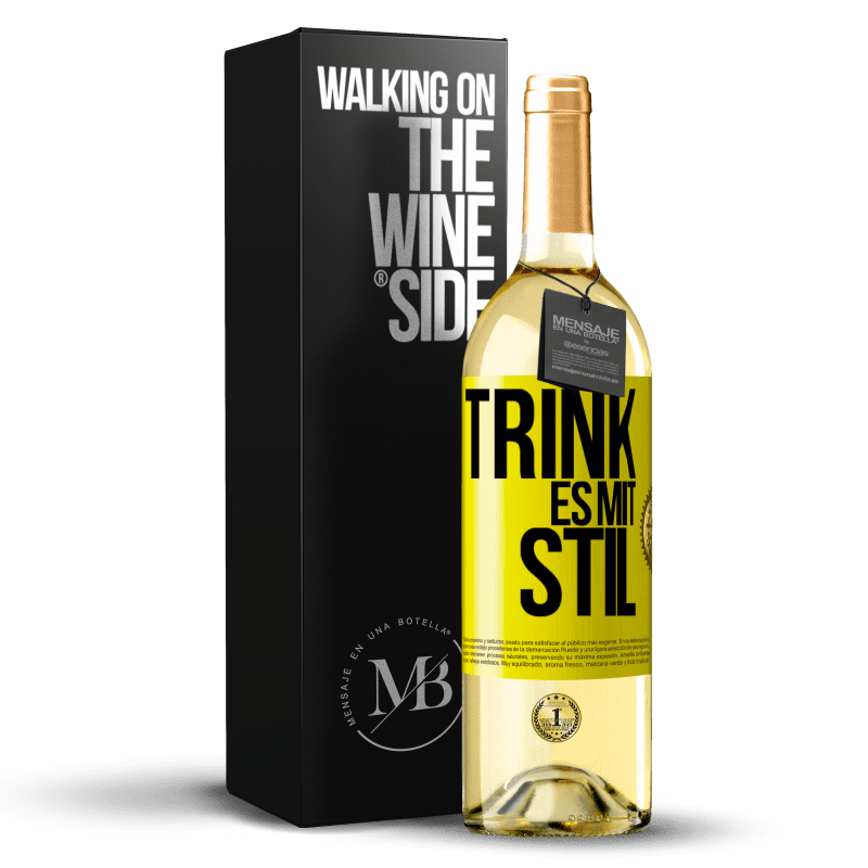 29,95 € Kostenloser Versand | Weißwein WHITE Ausgabe Trink es mit Stil Gelbes Etikett. Anpassbares Etikett Junger Wein Ernte 2023 Verdejo