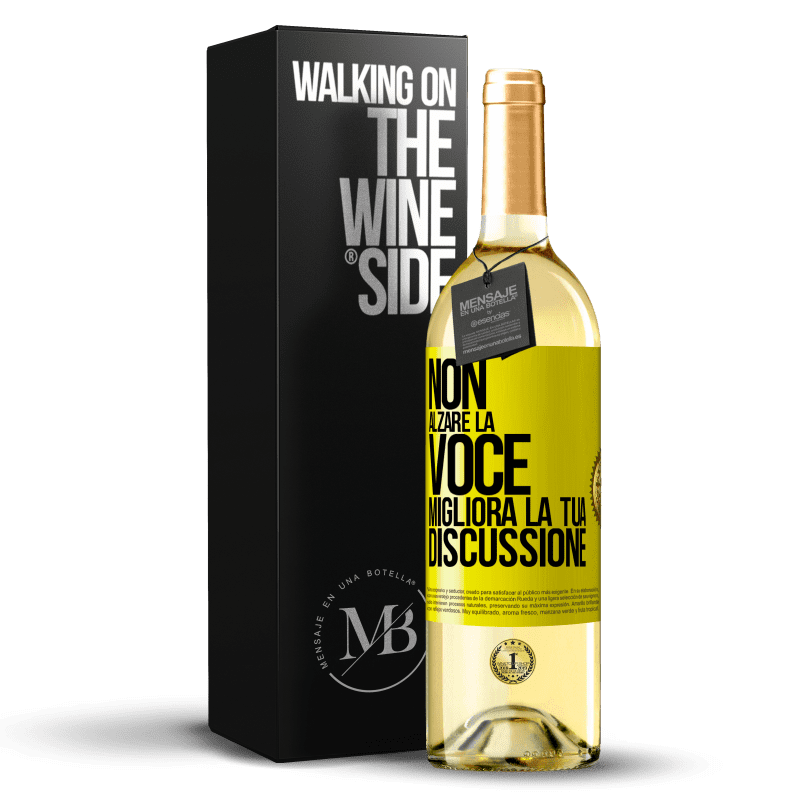 29,95 € Spedizione Gratuita | Vino bianco Edizione WHITE Non alzare la voce, migliora la tua discussione Etichetta Gialla. Etichetta personalizzabile Vino giovane Raccogliere 2024 Verdejo