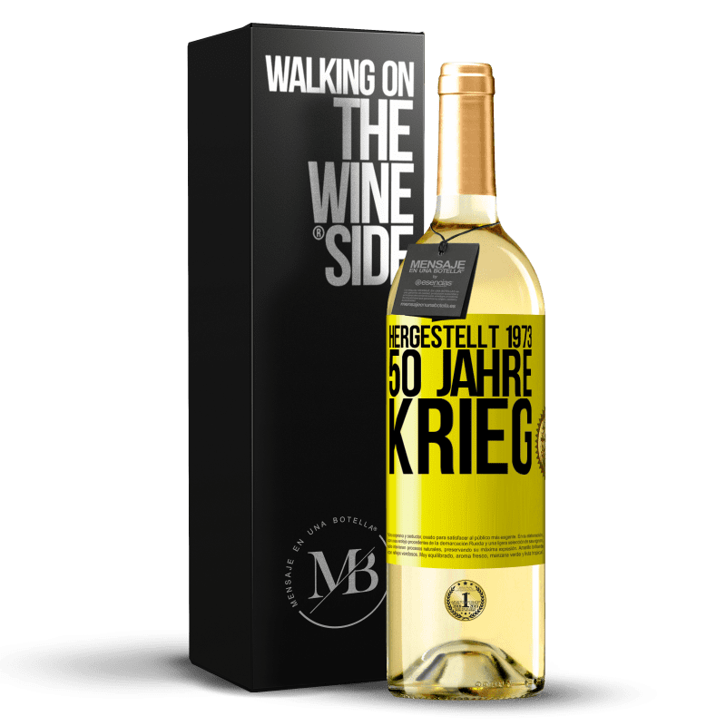 29,95 € Kostenloser Versand | Weißwein WHITE Ausgabe Hergestellt 1973. 50 Jahre Krieg Gelbes Etikett. Anpassbares Etikett Junger Wein Ernte 2023 Verdejo