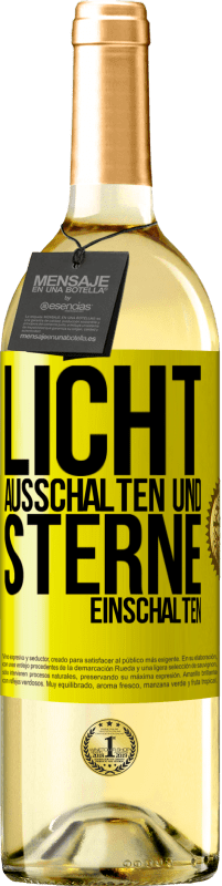 Kostenloser Versand | Weißwein WHITE Ausgabe Licht ausschalten und Sterne einschalten Gelbes Etikett. Anpassbares Etikett Junger Wein Ernte 2023 Verdejo