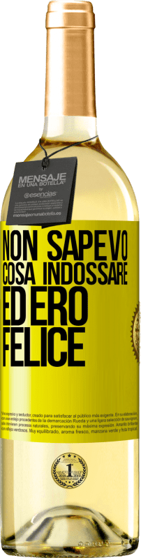 29,95 € | Vino bianco Edizione WHITE Non sapevo cosa indossare ed ero felice Etichetta Gialla. Etichetta personalizzabile Vino giovane Raccogliere 2024 Verdejo