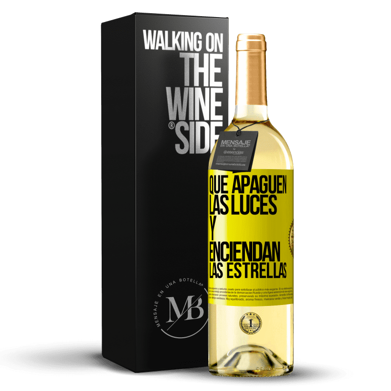 29,95 € Envío gratis | Vino Blanco Edición WHITE Que apaguen las luces y enciendan las estrellas Etiqueta Amarilla. Etiqueta personalizable Vino joven Cosecha 2024 Verdejo