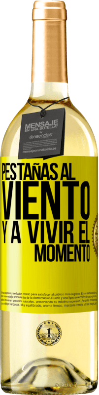 29,95 € Envío gratis | Vino Blanco Edición WHITE Pestañas al viento y a vivir el momento Etiqueta Amarilla. Etiqueta personalizable Vino joven Cosecha 2025 Verdejo