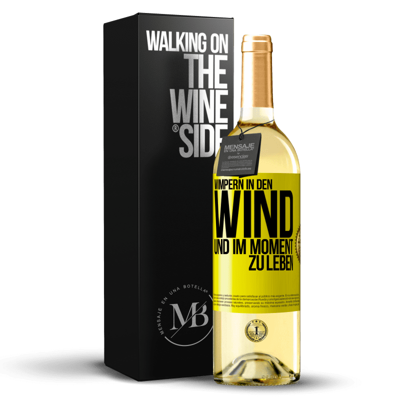 29,95 € Kostenloser Versand | Weißwein WHITE Ausgabe Wimpern in den Wind und im Moment zu leben Gelbes Etikett. Anpassbares Etikett Junger Wein Ernte 2023 Verdejo