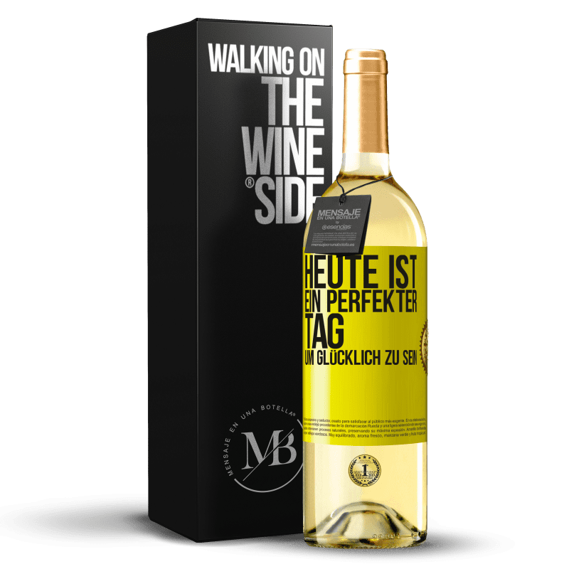 29,95 € Kostenloser Versand | Weißwein WHITE Ausgabe Heute ist ein perfekter Tag, um glücklich zu sein Gelbes Etikett. Anpassbares Etikett Junger Wein Ernte 2023 Verdejo